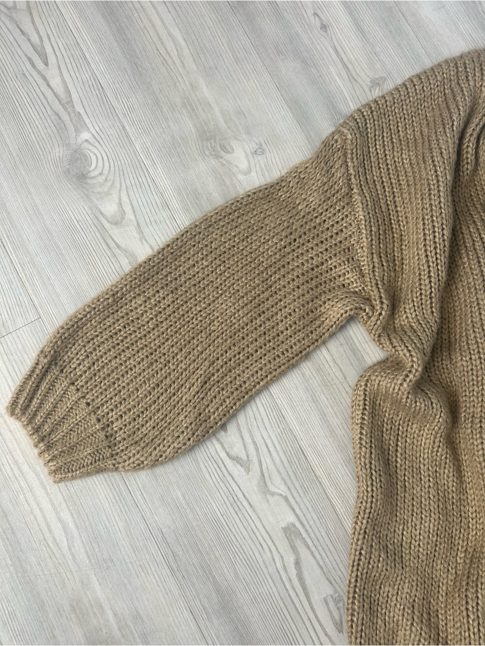 Women’s Chunky Knit Open Cardigan - Camel “Rock & Love” - Picture 5 of 6